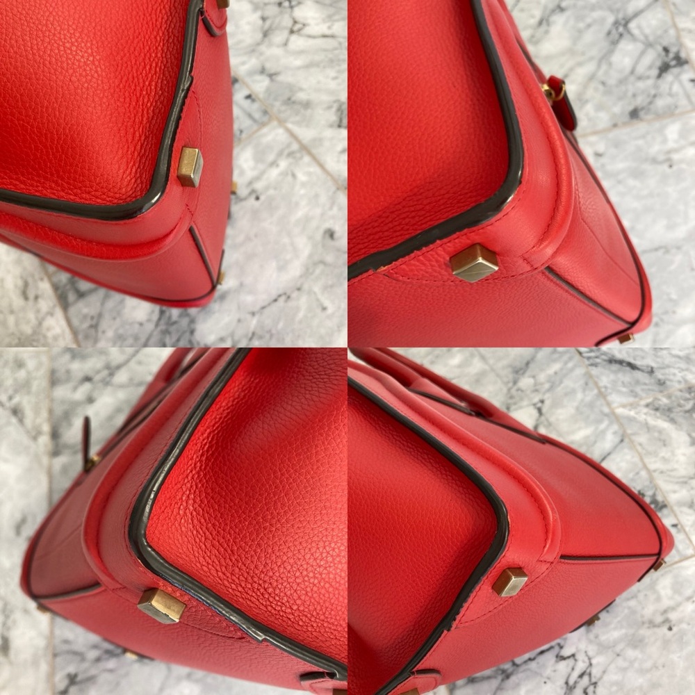 CELINE Micro Red Drummed Leather Luggage Tote Handbag - Picture 11 of 14